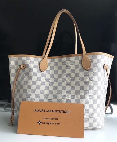 louis vuitton damier azur neverfull mm tote bag